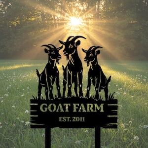 Goat Farm Sign Custom, Personalized Farm Name Sign, Rustic Ranch Yard Sign, Outdoor Barn Yard Stake, Gifts for Goat Lovers, Farmhouse Sign