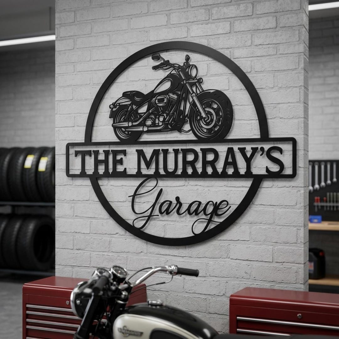 Custom Motorcycle Garage Sign, Personalized Biker Name Sign, Custom ...