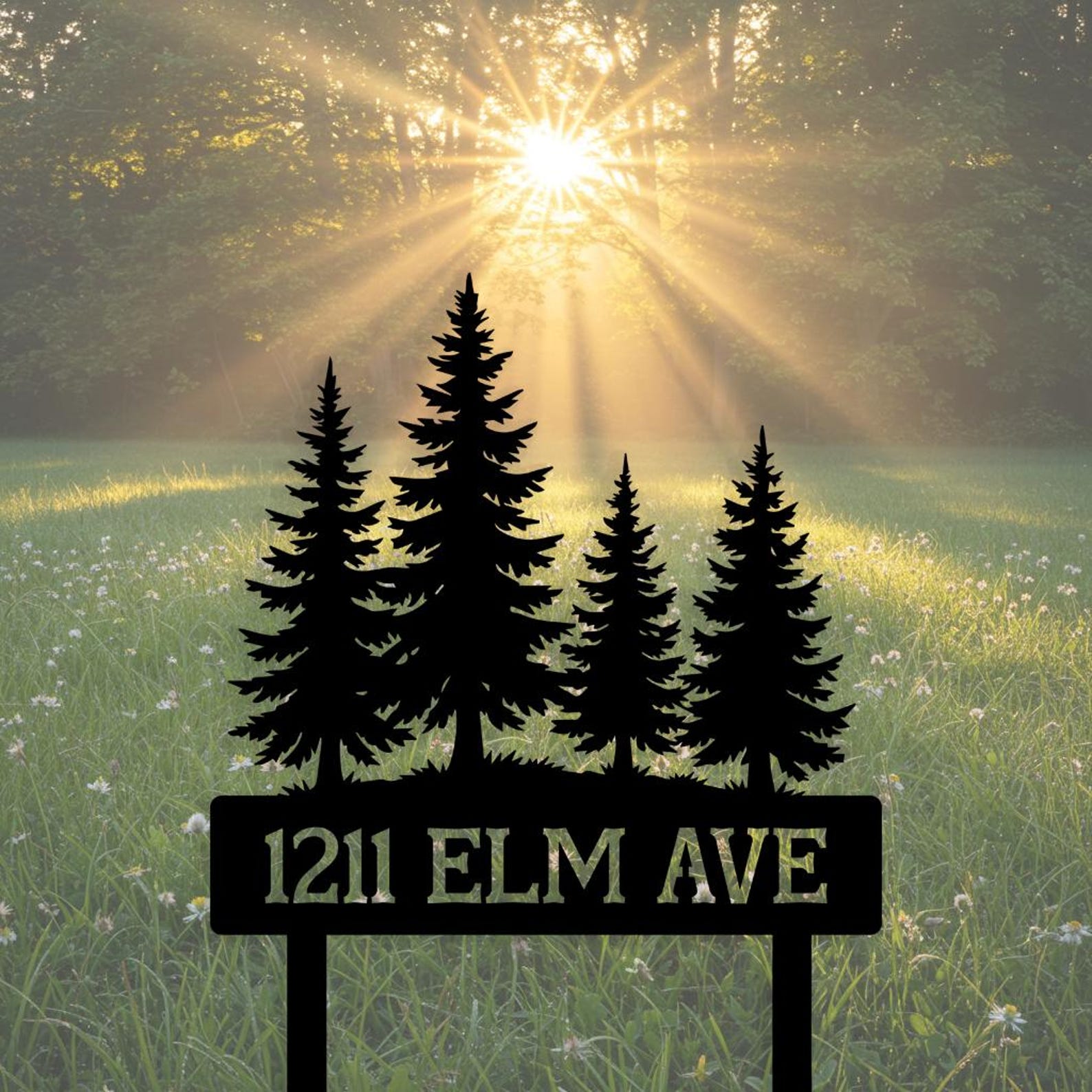 Pine Tree Custom Yard Sign, Personalized Cabin Name Sign, Outdoor Lake ...