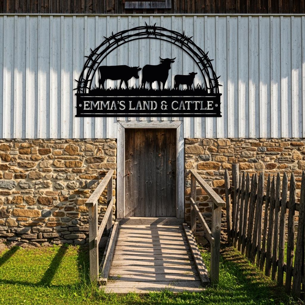 Round Ranch Gate Sign Custom Cattle Ranch Metal Sign, Personalized Farm Name Sign for Outdoor ...