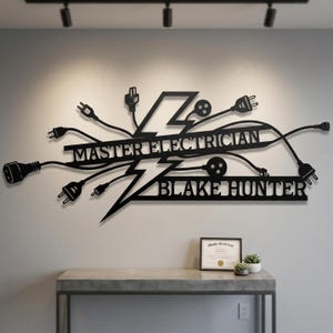 Custom Electrician Metal Sign, Personalized Electrical Workshop Decor, Master Electrician Garage Decor, Personalized Gifts for Electrician
