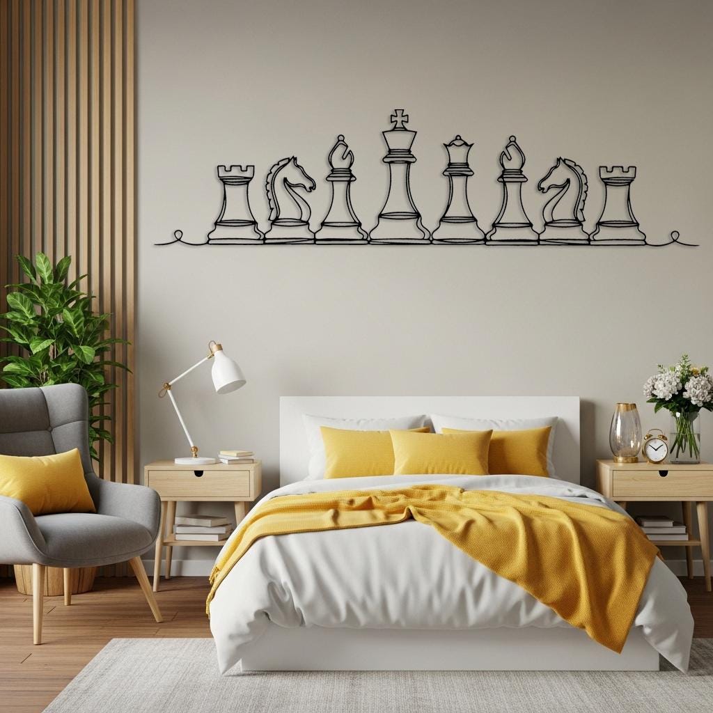 Chess Wall Art, Chess Gifts for Chess Players, Modern Game Room Wall ...