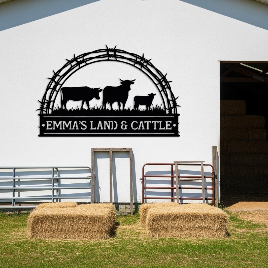 Custom Cattle Ranch Sign Custom Cattle Ranch Metal Sign, Personalized Farm Name Sign for Outdoor ...