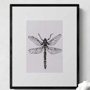 Stampa artistica di libellula insetto / Belle arti fatte a mano / Arte della fauna selvatica / Decorazione murale / Arte della natura / Arte animale / Regalo unico / Arte della carta / Arte bio