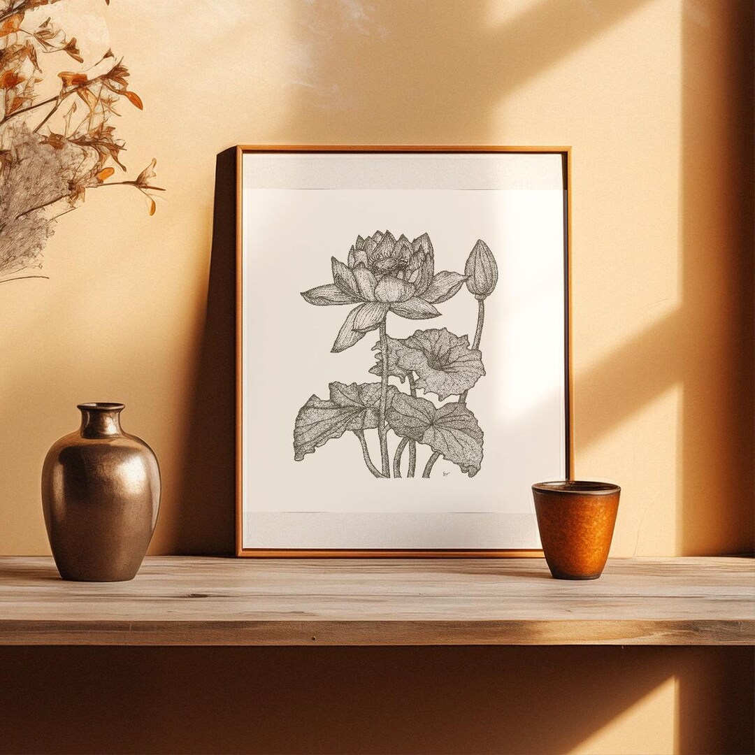 Lotus Flower Art Print / Handmade Fine Art / Wildlife Art / Wall Decor ...