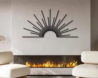 Minimalistischer Sonnenaufgang Metallwandkunst: Moderne Linie Dekor