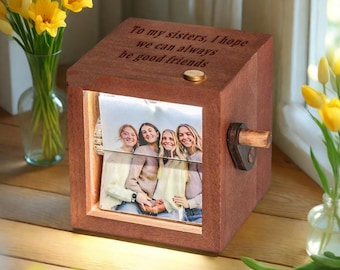 Bester Freund Flip Fotobox, personalisiertes Geschenk aus Holz, Benutzerdefinierte Freundschaft Foto Reel, Geschenk für sie, BFF Geburtstags-Andenken