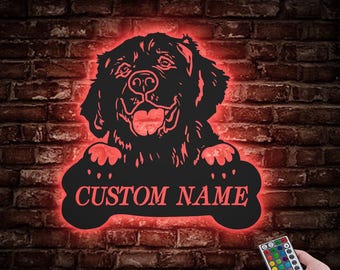 Individuelles Hunde Namen Zeichen: Personalisierte LED Metall Wand Kunst