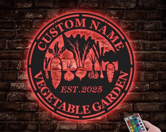 Personalisiertes Metall Gartenschild: LED Neonlicht, Custom Dekor