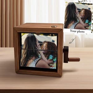 Custom Rotating Flip Book Photo Frame – Personalized Memory Box, LED Light