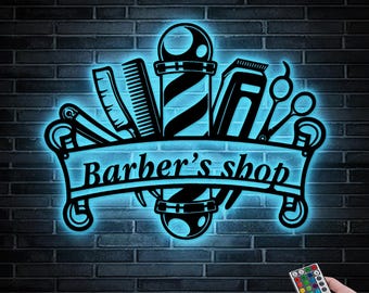 Custom Barber Shop Metallschild: Personalisierte LED-Wandkunst