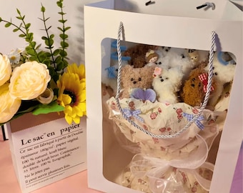 Twist Stick Welpen Blumenstrauß Geschenkset: Handgefertigter Plüschhund Blumengesteck