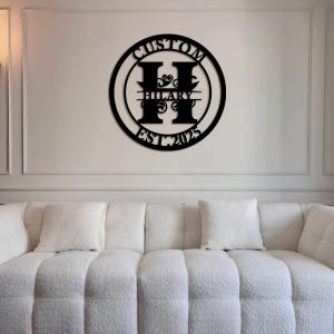 Placa de nome personalizada - Arte de parede personalizada, Placa de porta de metal, Placa de nome de família, Decoração de parede com letras, Decoração de casa, Presentes de inauguração