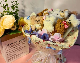 Handgemachter Plüsch-Welpenstrauß - Einzigartiges Blumenhundegeschenk