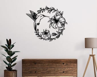 Kolibri Metallwandkunst: Blumenkranz-Gartendekor