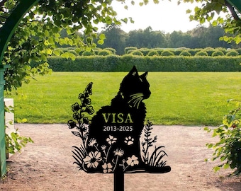 Gartenstecker Gartenstecker Katze: Personalisiertes Haustier Name Metall Schild