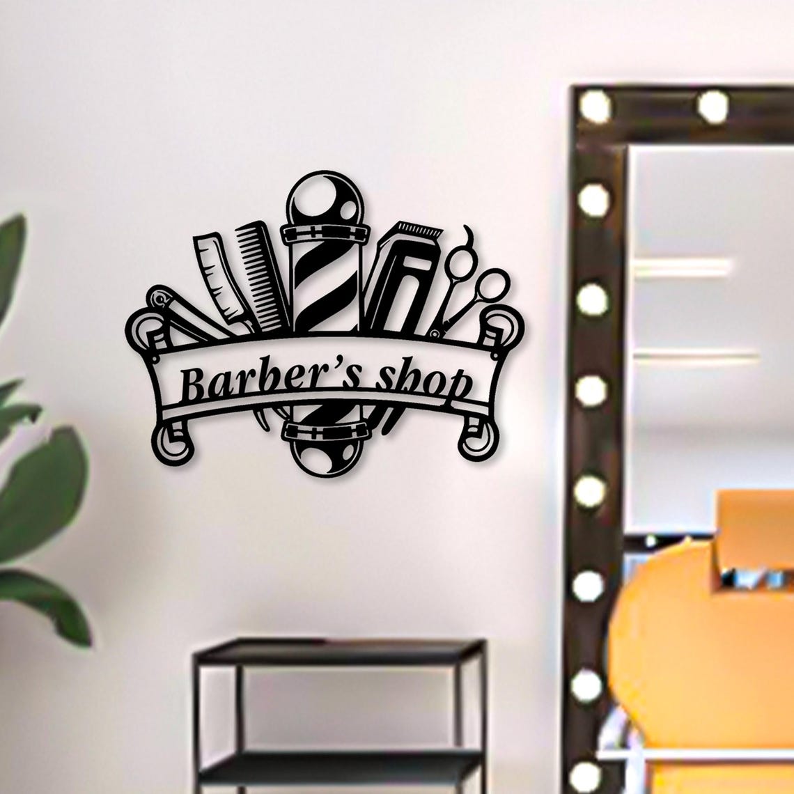 Custom Barber Shop Metal Sign: Personalized LED Wall Art - Etsy