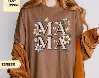 Floral Mama Sweatshirt – Botanical Lily and Snowdrop Flowers – Cozy Mom T-Shirt Gift