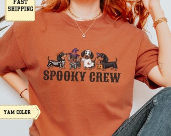 Dog Lover Halloween Sweatshirt – Spooky Crew Dachshund, Fall Matching Family Outfit