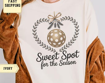 Pickleball Christmas Sweatshirt – Sweet Spot Holiday Ball Ornament Design