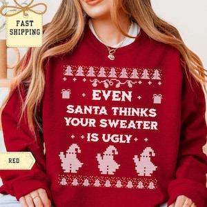 Funny Ugly Christmas Sweater: Santa Gag Gift Pullover