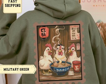 Funny Chicken Ramen Sweatshirt: Japanese Noodle Shop Art