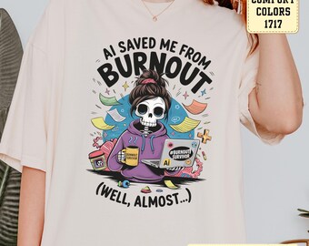 Camiseta de superviviente del agotamiento por IA: divertida camiseta para compañeros de trabajo tecnológicos