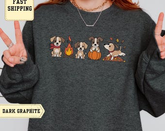 Fall Dog Sweatshirt: Autumn Puppy & Pumpkin Comfort Colors Tee