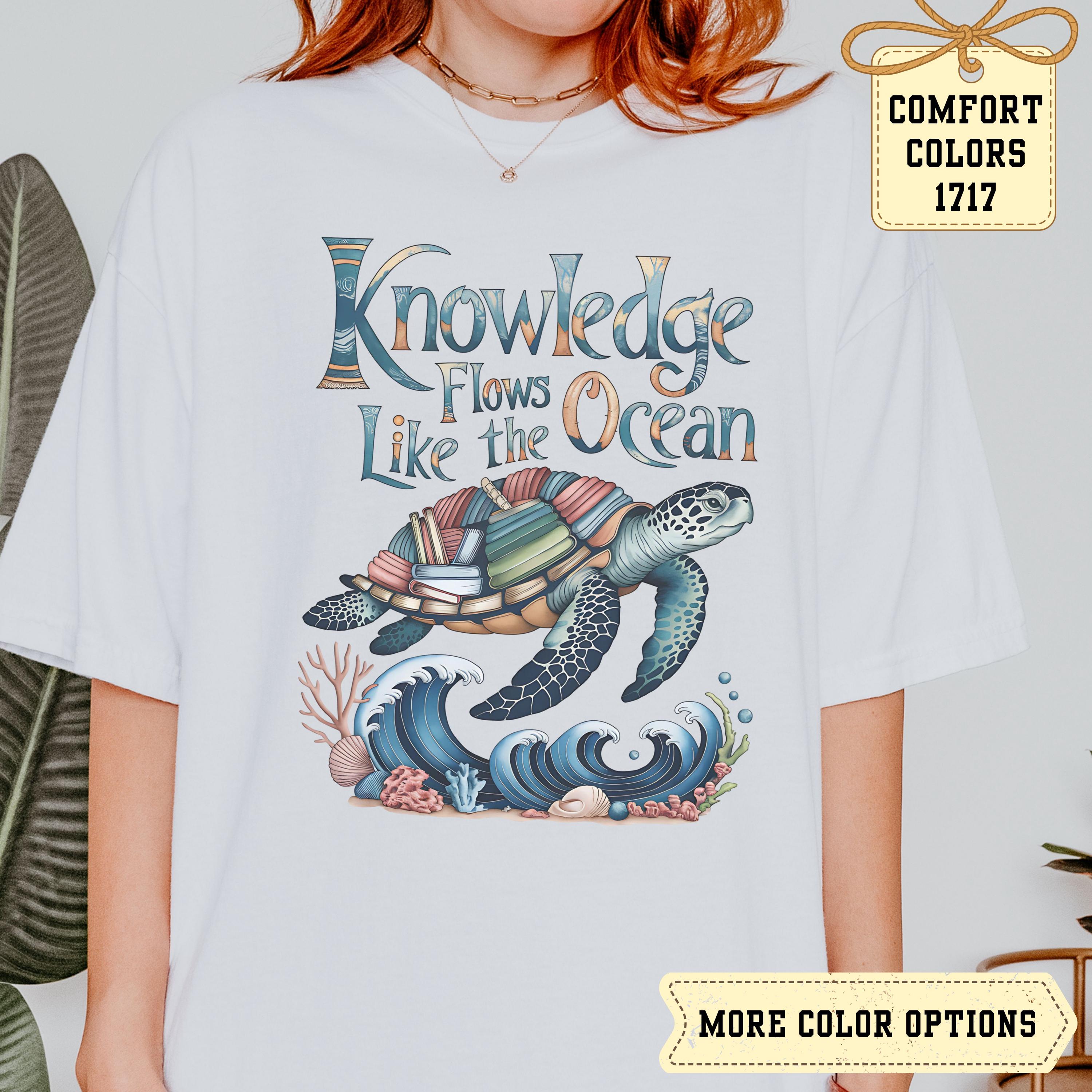 Ocean Bookish T-shirt: Knowledge Flows Like the Ocean - Eco