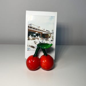 Handmade Cherry Photo Holder, Air Dry Clay Polaroid Display