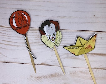 Adornos para cupcakes de payaso asesino, cumpleaños de Halloween - 12 unidades