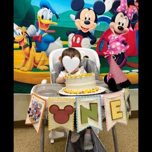 Clubhouse Birthday Highchair Banner, Mouse Banner, Mickey Mouse, First birthday banner, oh toodles, first birthday banner highchair banner