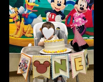 Mouse Clubhouse Geburtstagshochstuhl Banner, erster Geburtstag