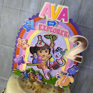 The Explorer eerste verjaardag Explorer feestdecoraties cupcake toppers thema cupcake decoraties Jungleverjaardagskaart verjaardag aangepast bday