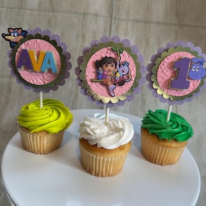 Décorations de fête pour le premier anniversaire de l'explorateur, décorations pour cupcakes à thème, décoration pour cupcakes à thème, carte d'anniversaire de la jungle, anniversaire personnalisé