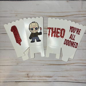 Horror Movie Character Popcorn Treat Box, Halloween Birthday Party Favors (12ct)