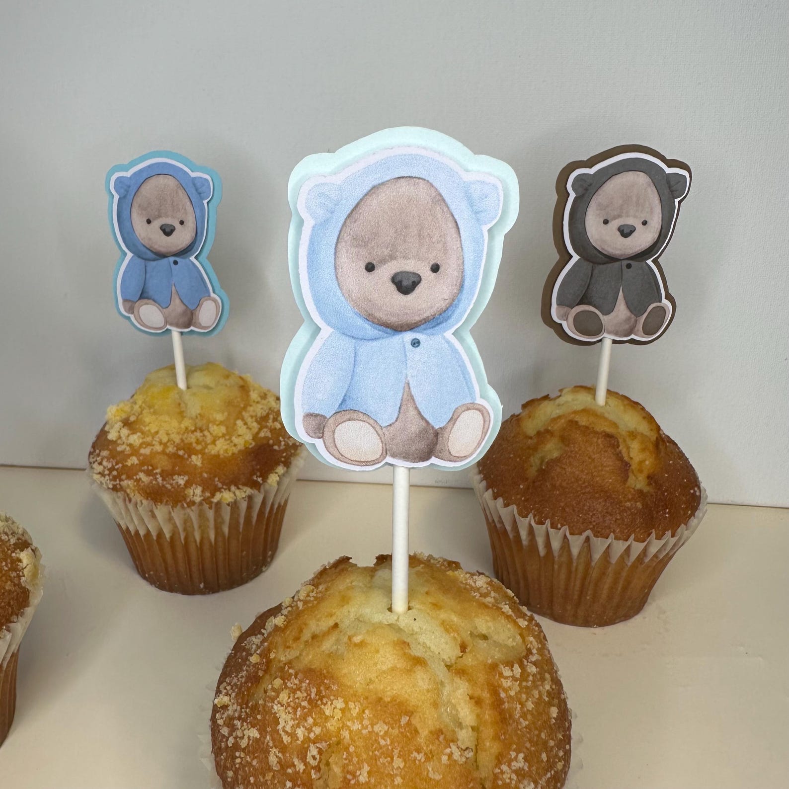 Teddy Bear Cupcake Toppers, Baby Shower Decorations (12ct) - Etsy