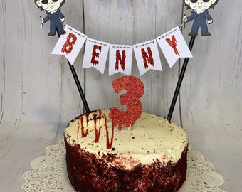Personalized Horror Cake Topper: Spooky Birthday Decoration, Halloween Theme