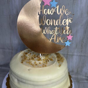 Gender reveal twinkle twinkle little star baby shower how we wonder moon cake topper little star cake topper star cake topper moon decor