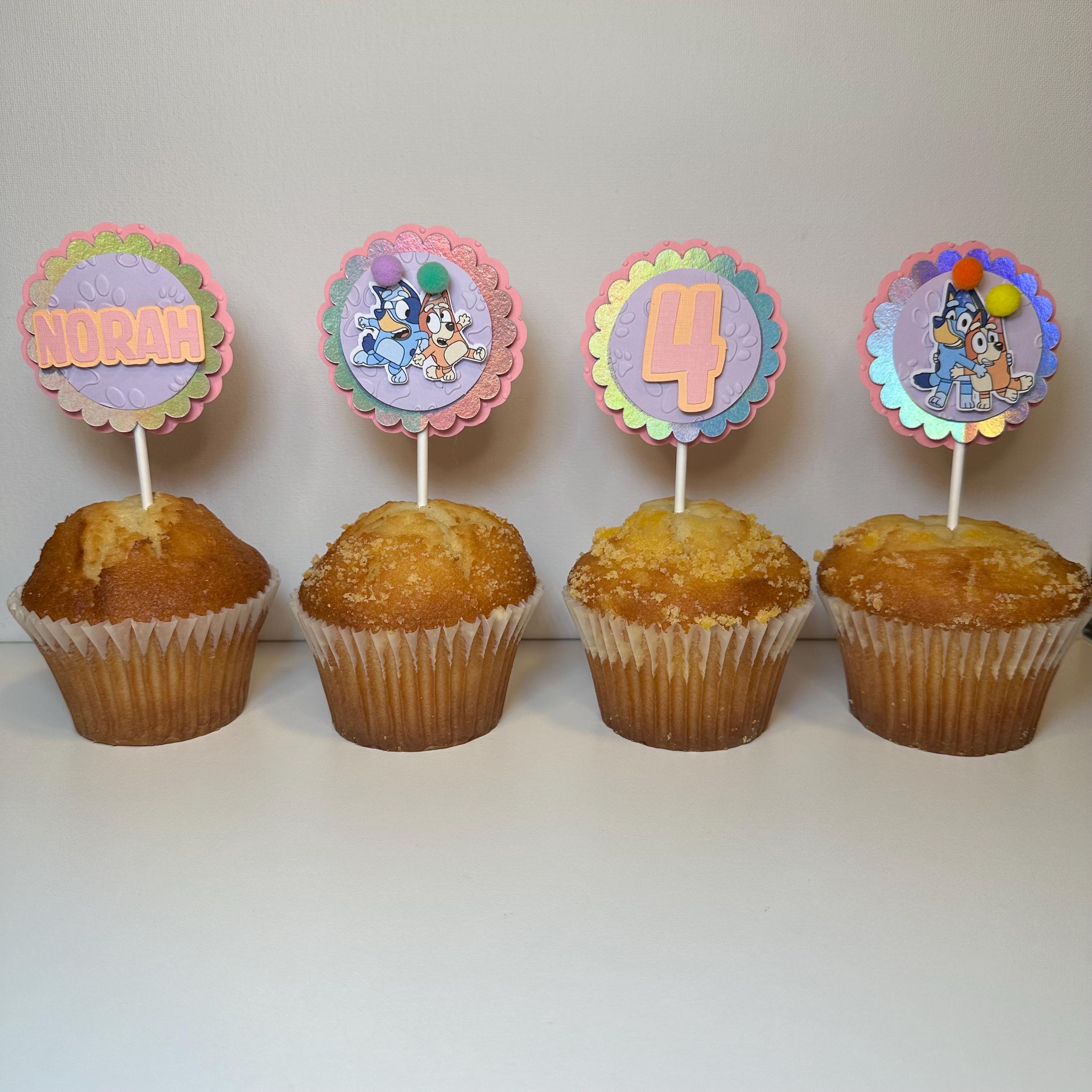 Blue Dog Holographic Cupcake Toppers