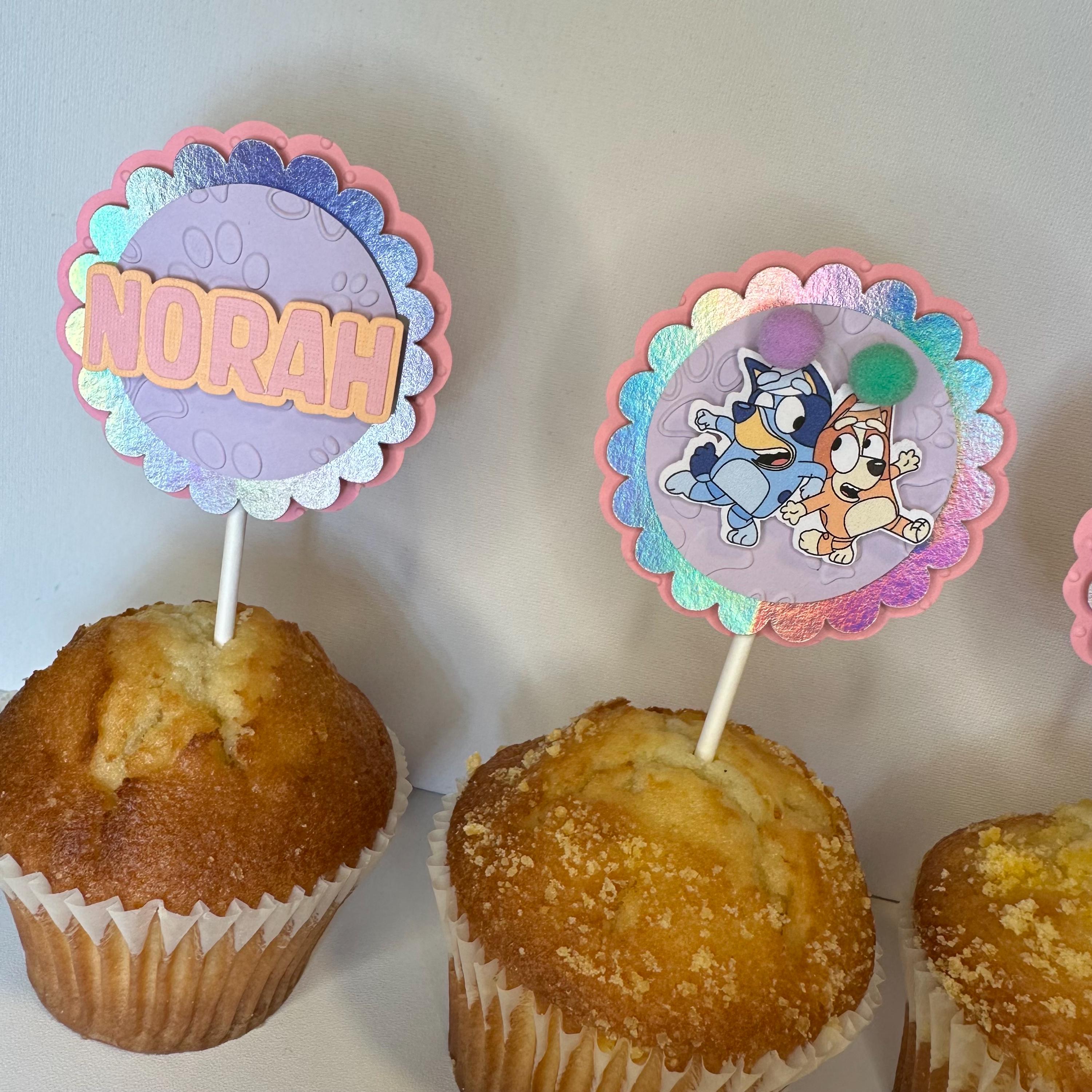 Blue Dog Holographic Cupcake Toppers