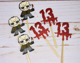 Horror Movie Cupcake Toppers, hockey mask, Halloween Theme
