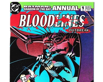 DC Comic BATMAN Shadow Of The Bat Annual #1 BLOODLINES Outbreak 1993 Very Fine-Near Mint Vintage Comic Book