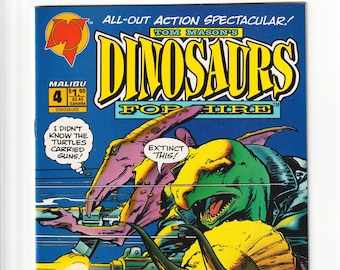 Dinosaurs For Hire #4 Comic Book 1993 VF/NM Malibu Comics-Color Independent Comic-Dinosaurs In Color-Tom Mason