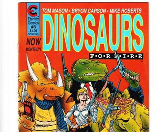 Dinosaurs For Hire #3 Comic Book 1988 VF/NM Eternity Comics Black and White Independent Comic-Dinosaurs For H.I.R.E. Tom Mason-Bryon Carson