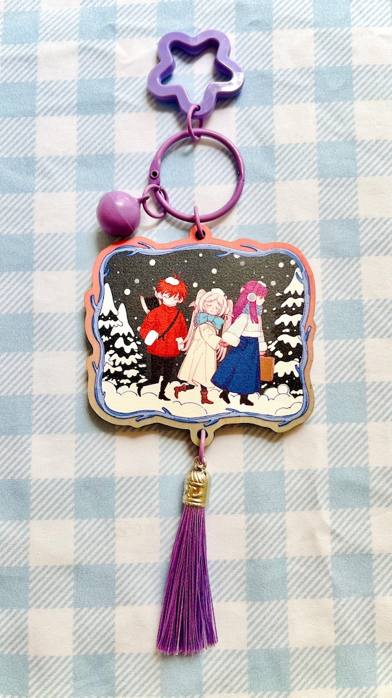 Frieren Basswood Keychain | Anime Wooden Keyring | Cute Frieren Fan Art Bag Charm | Otaku Gift for Anime Lovers | Wooden Keyring Otaku