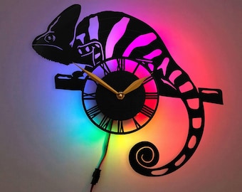 Lizard Clock, Chameleon Wall Clock, Animal Wall Clock, Creative Clock
