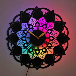 Mandala Wall Clock, Mandala Gift, Mandala Decor, Flower Wall Clock, Mandala Clock Design, Floral Wall Decor, Boho Wall Clock