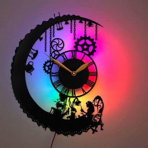 Alice in Wonderland Clock, Wonderland Gift, Fantasy Wall Decor, Mad Hatter Clock, Whimsical Decor