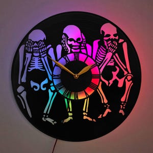 Skeleton Clock, Skeleton Decor, Halloween Themed Clock, Skeleton Decor ...